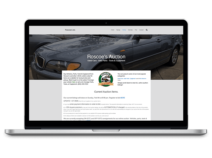 Vehicles & Auto Parts Auction – Roscoe’s etc.